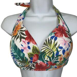 Sz.L (12-14)*Time and Tru*White/Multi Floral-Print Padded Bikini Top